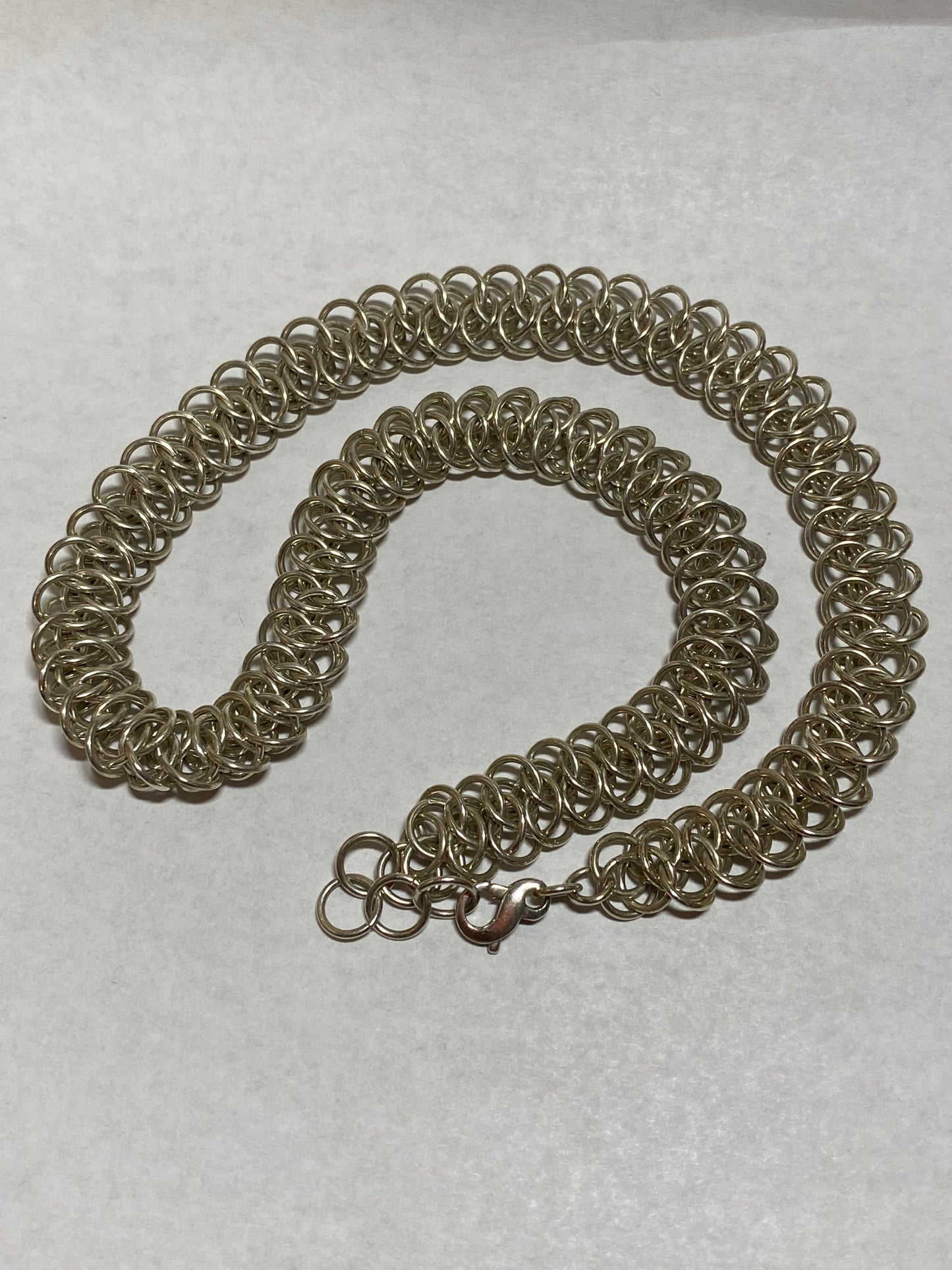 Custom Handcrafted Necklace in Solid Sterling Silver, 2 Oz, 18 Inches Long, 1/2 Inch Wide
