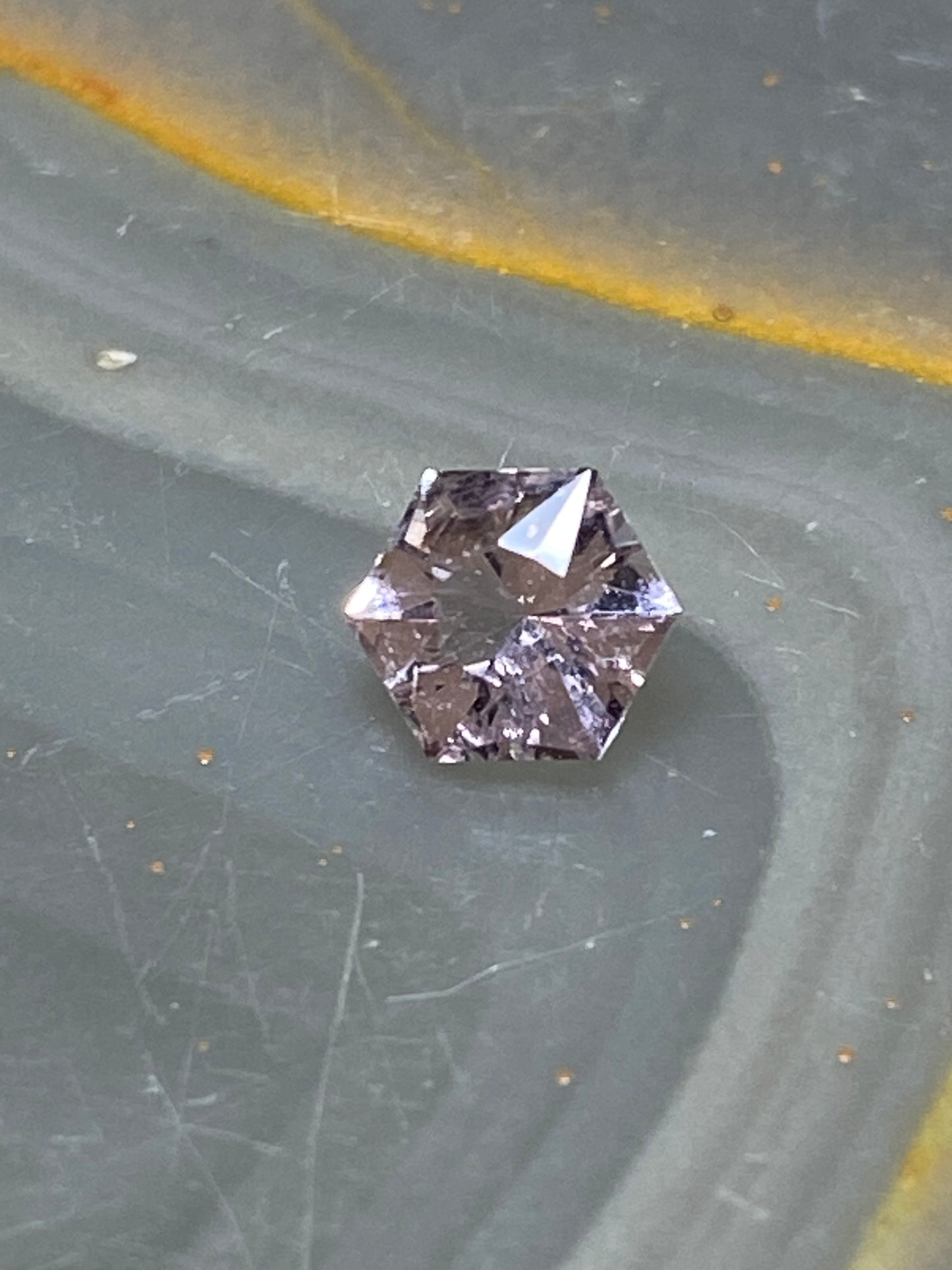 Light Pink Morganite Hexagon Faced Gemstone, .6 Carat, 5.2 mm