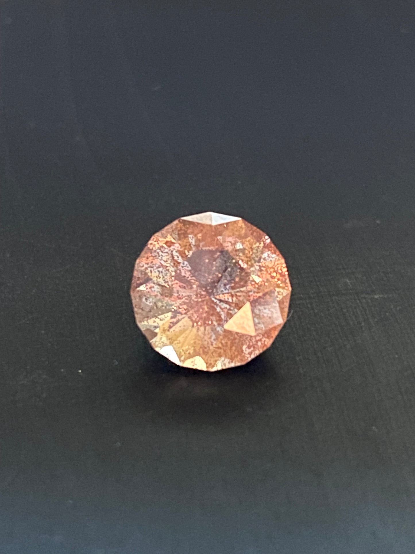 Natural Pink/Red Oregon Sunstone with Schiller, Round Brilliant Cut 2.5 Carat, 9.1 MM