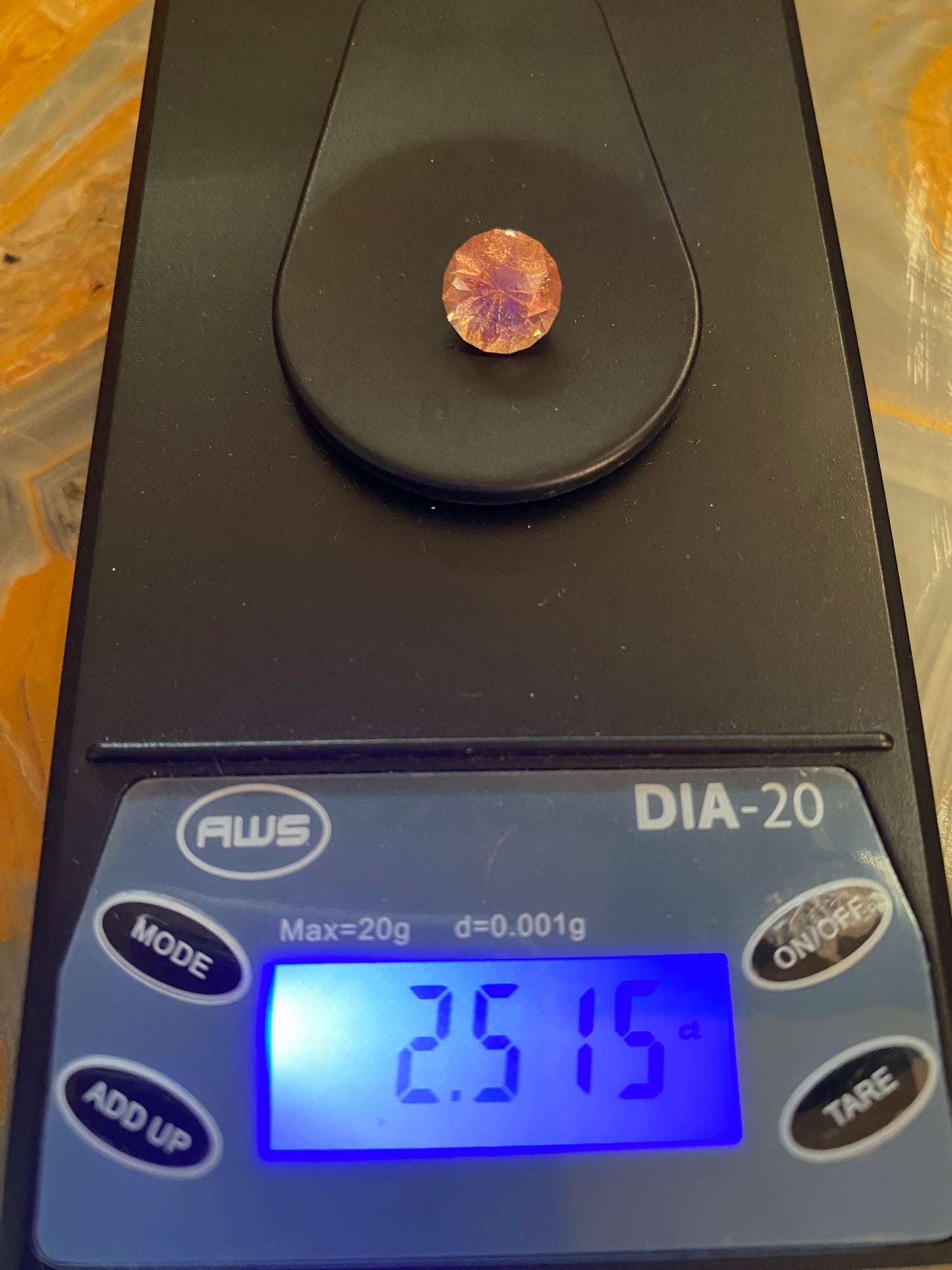 Natural Pink/Red Oregon Sunstone with Schiller, Round Brilliant Cut 2.5 Carat, 9.1 MM