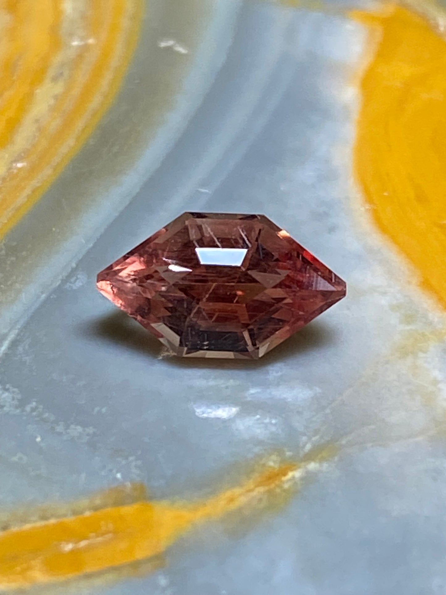 Red Oregon Sunstone, Step Cut Marquise, 1.1 Carat, 9 mm by 5 mm