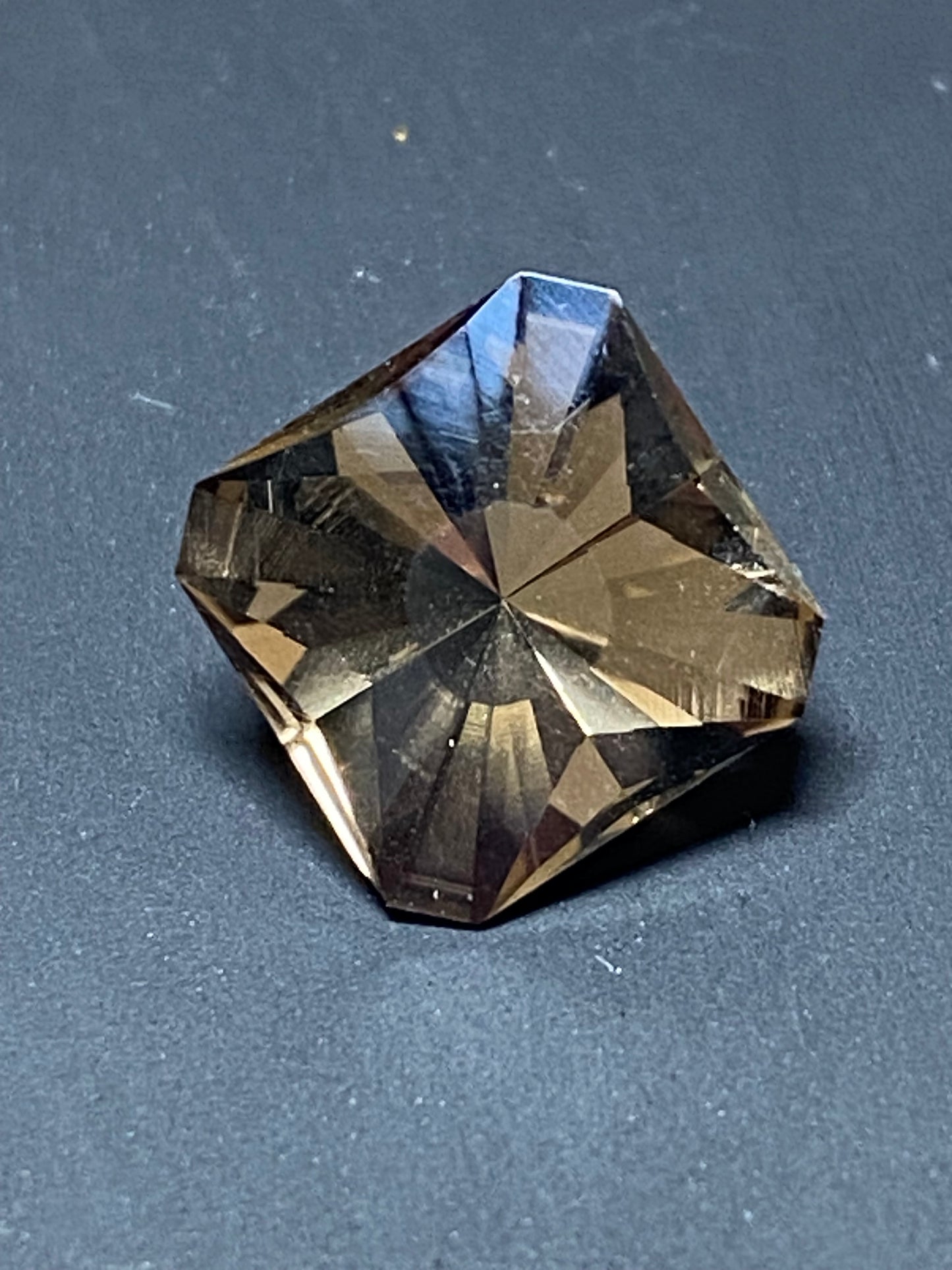Smokey Quartz, Facated Gemstone, Cut Corner Square, 9.4 MM, 3.2 Carat