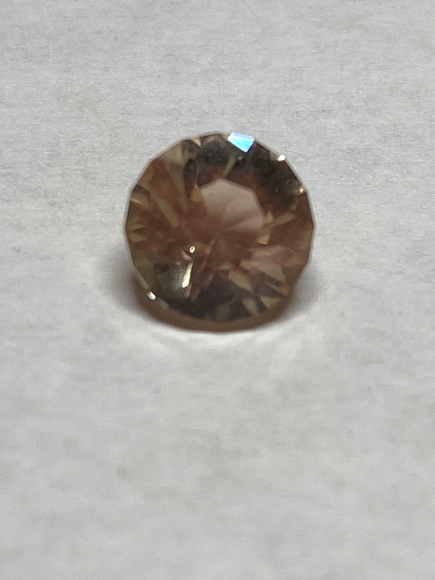 Natural Oregon Sunstone with Schiller, Brilliant Cut, 1.39 Carat, 7mm