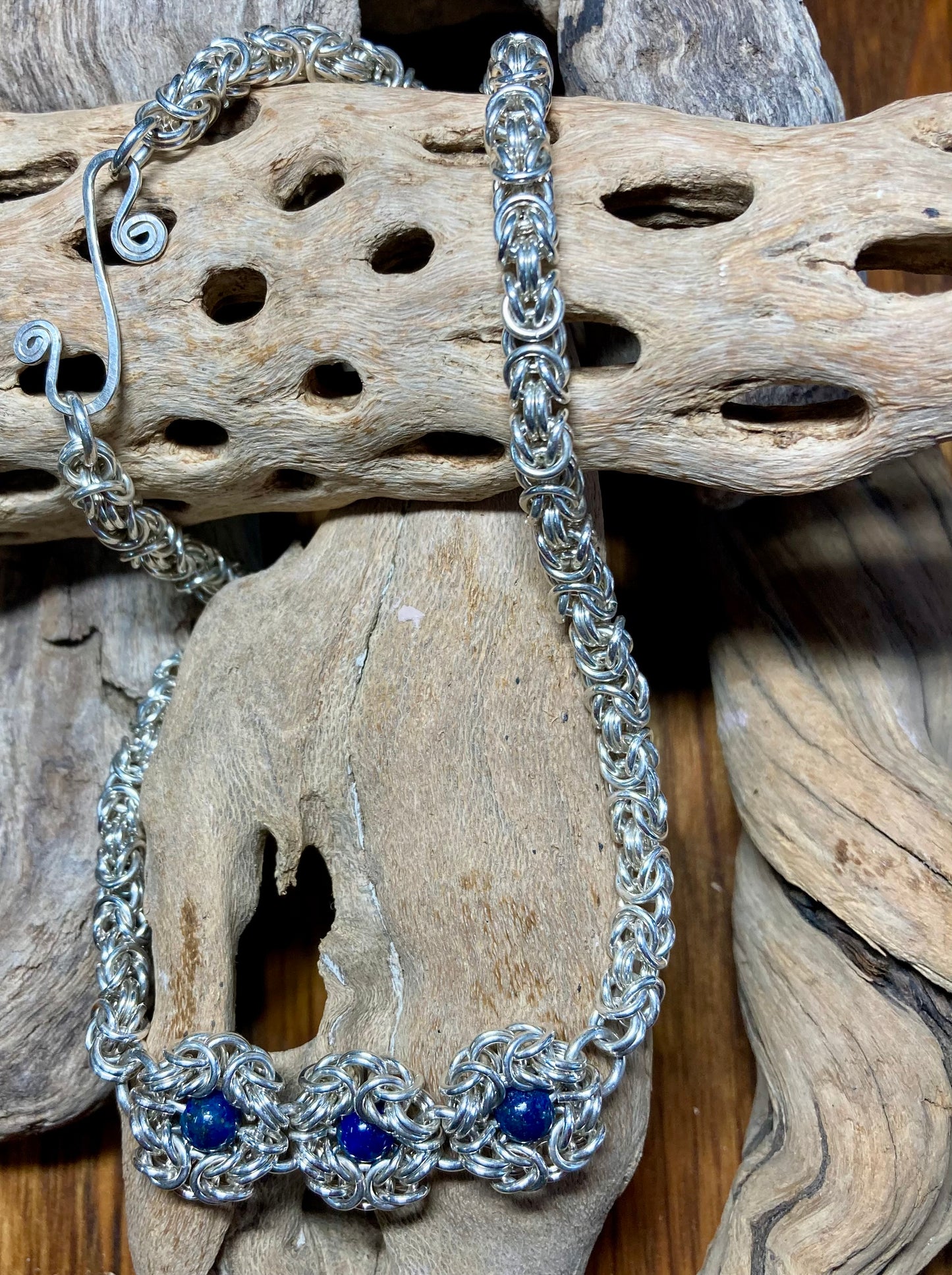 Sterling Silver and Lapis Lazuli Necklace 18.5 Inches