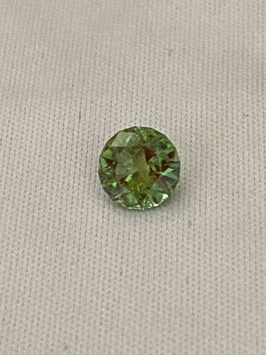Tourmaline Gemstone, Round Brilliant, .98 Carat, Blue/Green/Yellow, Ring Setting