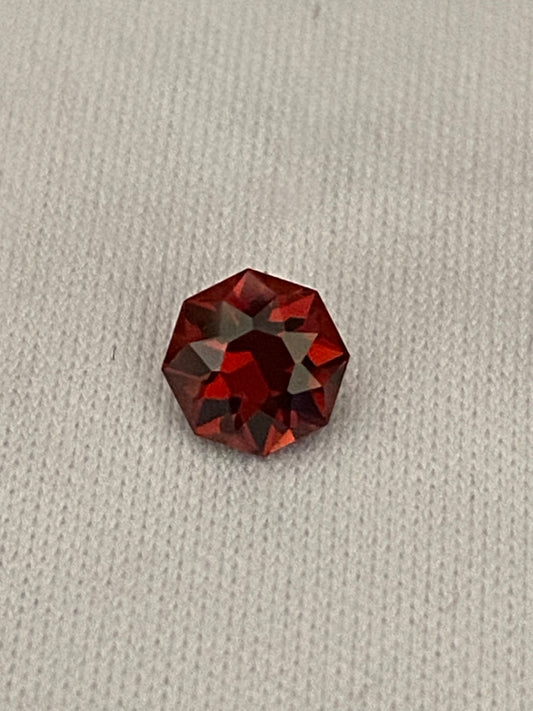 Octagon Red Garnet Faceted Gemstone .9 Carat, 5.6 mm, January Birthstone