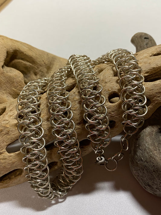 Custom Handcrafted Necklace in Solid Sterling Silver, 2 Oz, 18 Inches Long, 1/2 Inch Wide