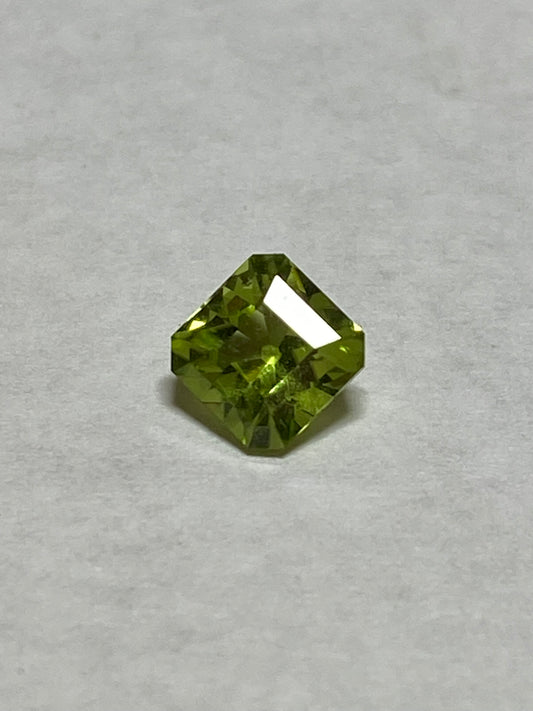 Peridot, Square Brilliant Faceted Gemstone, .7 Carat , August Birthstone