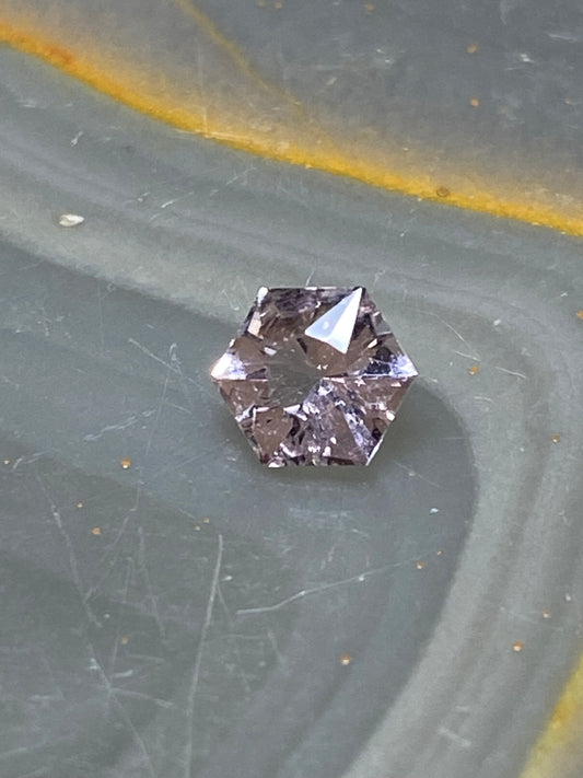 Light Pink Morganite Hexagon Faced Gemstone, .6 Carat, 5.2 mm