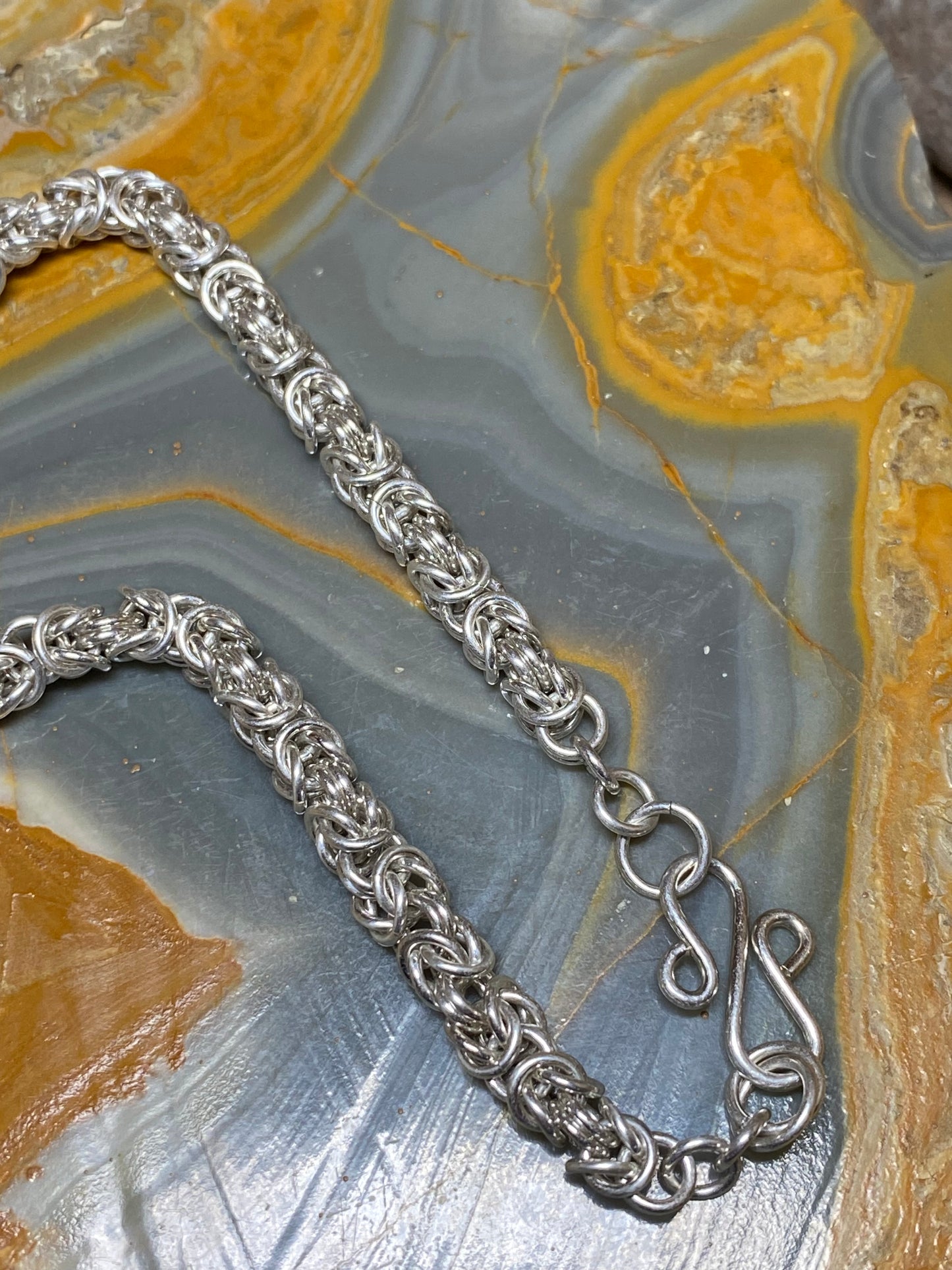 Sterling Silver Byzantine Chain Necklace, 20 Inches