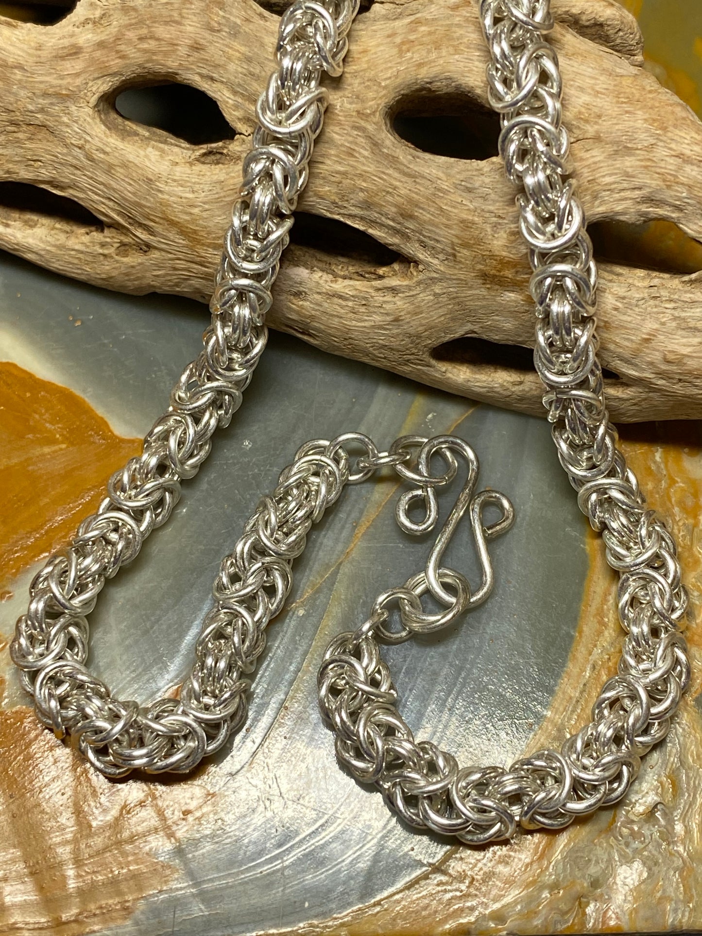 Sterling Silver Byzantine Chain Necklace, 20 Inches