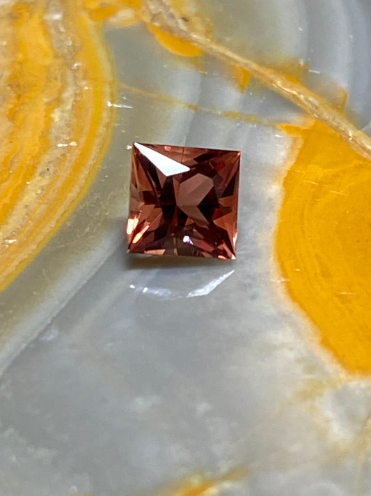 Red Natural Oregon Sunstone, Square Cut, .98 Carat, 5.6 MM