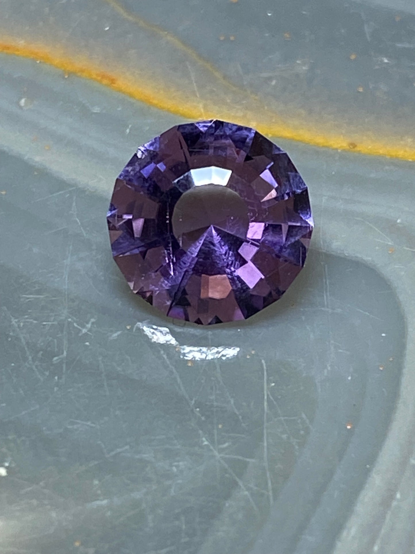 Amethyst Round Mixed Cut, Purple Faceted Gemstone, 3.2 Carat, 10mm