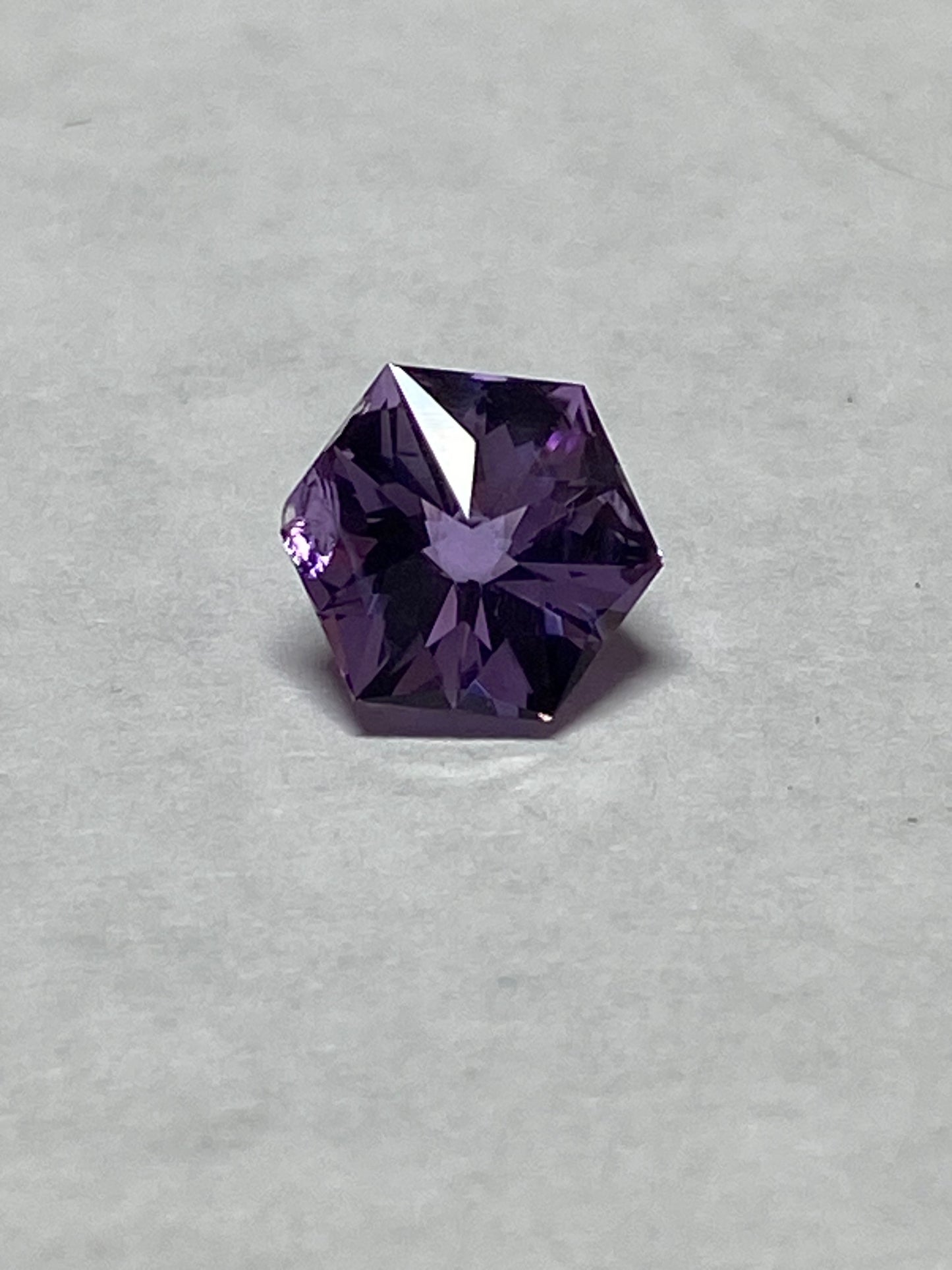 Amethyst Hexagon, Faceted Purple Gemstone, .95 Carat, 6.2 MM