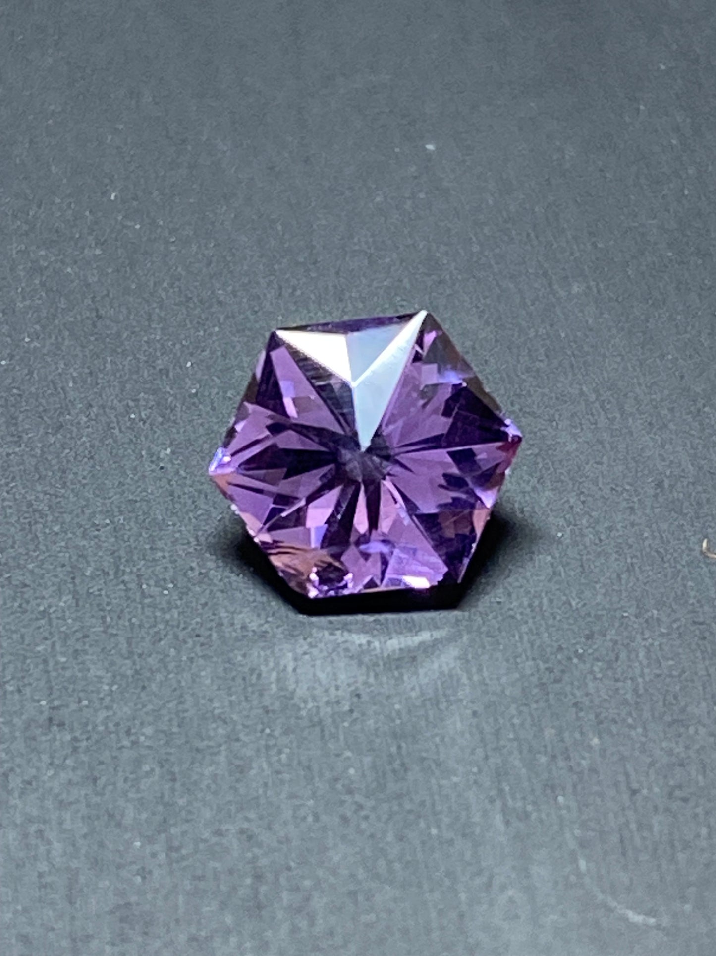 Amethyst Hexagon, Faceted Purple Gemstone, .95 Carat, 6.2 MM