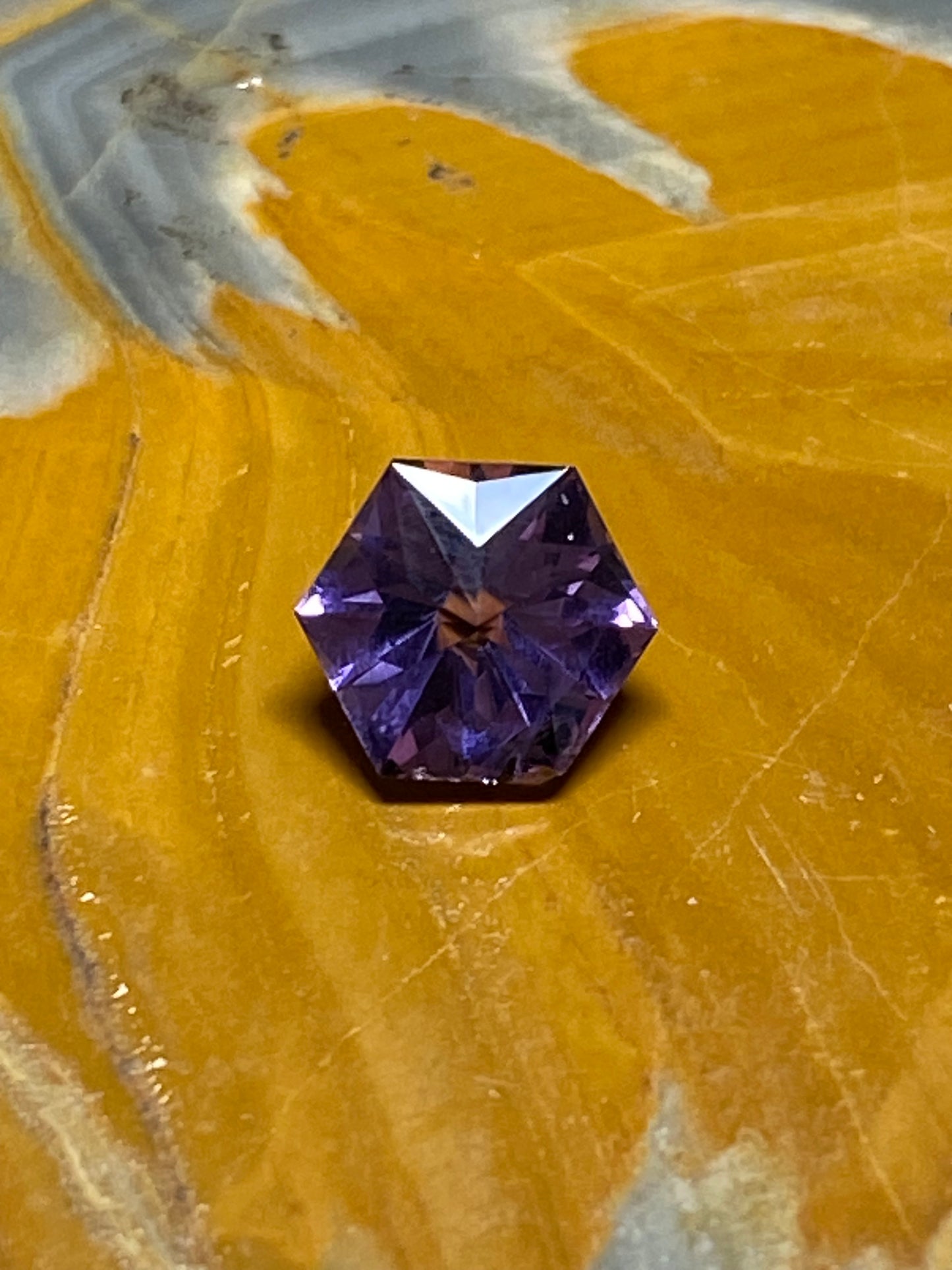 Amethyst Hexagon, Faceted Purple Gemstone, .95 Carat, 6.2 MM