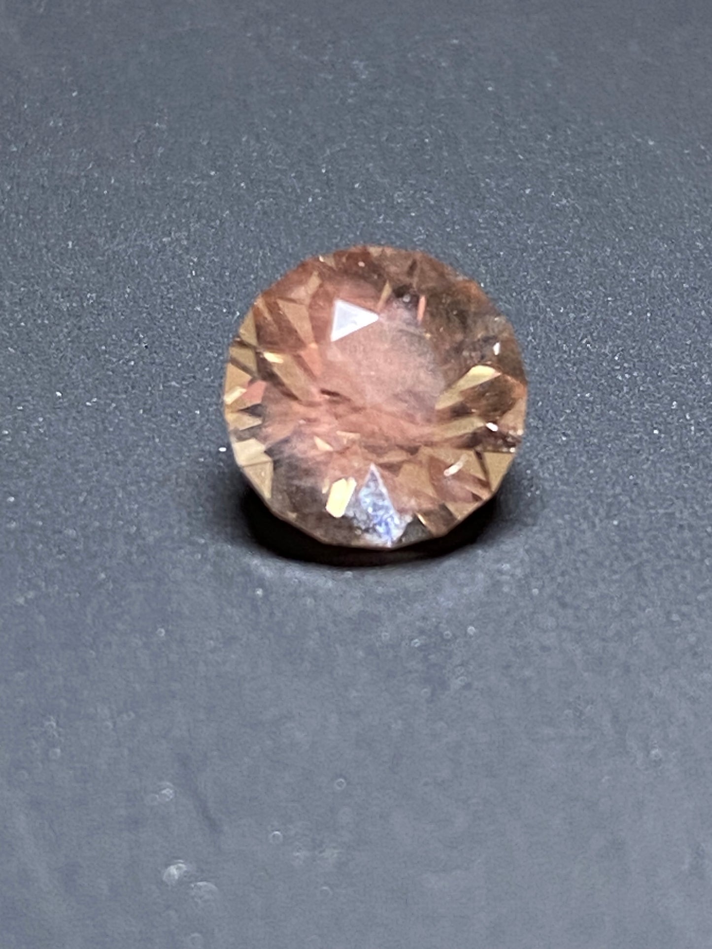Natural Oregon Sunstone with Schiller, Brilliant Cut, 1.39 Carat, 7mm