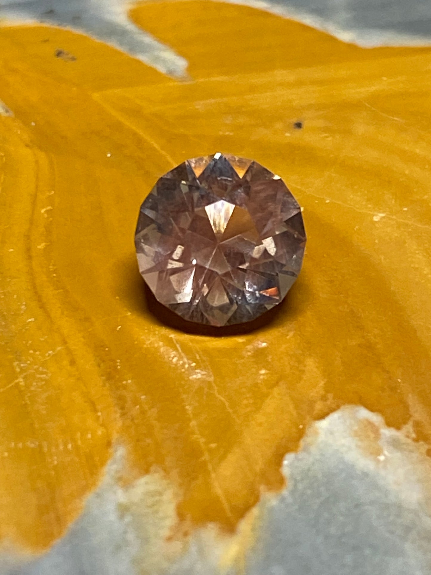 Natural Oregon Sunstone with Schiller, Brilliant Cut, 1.39 Carat, 7mm