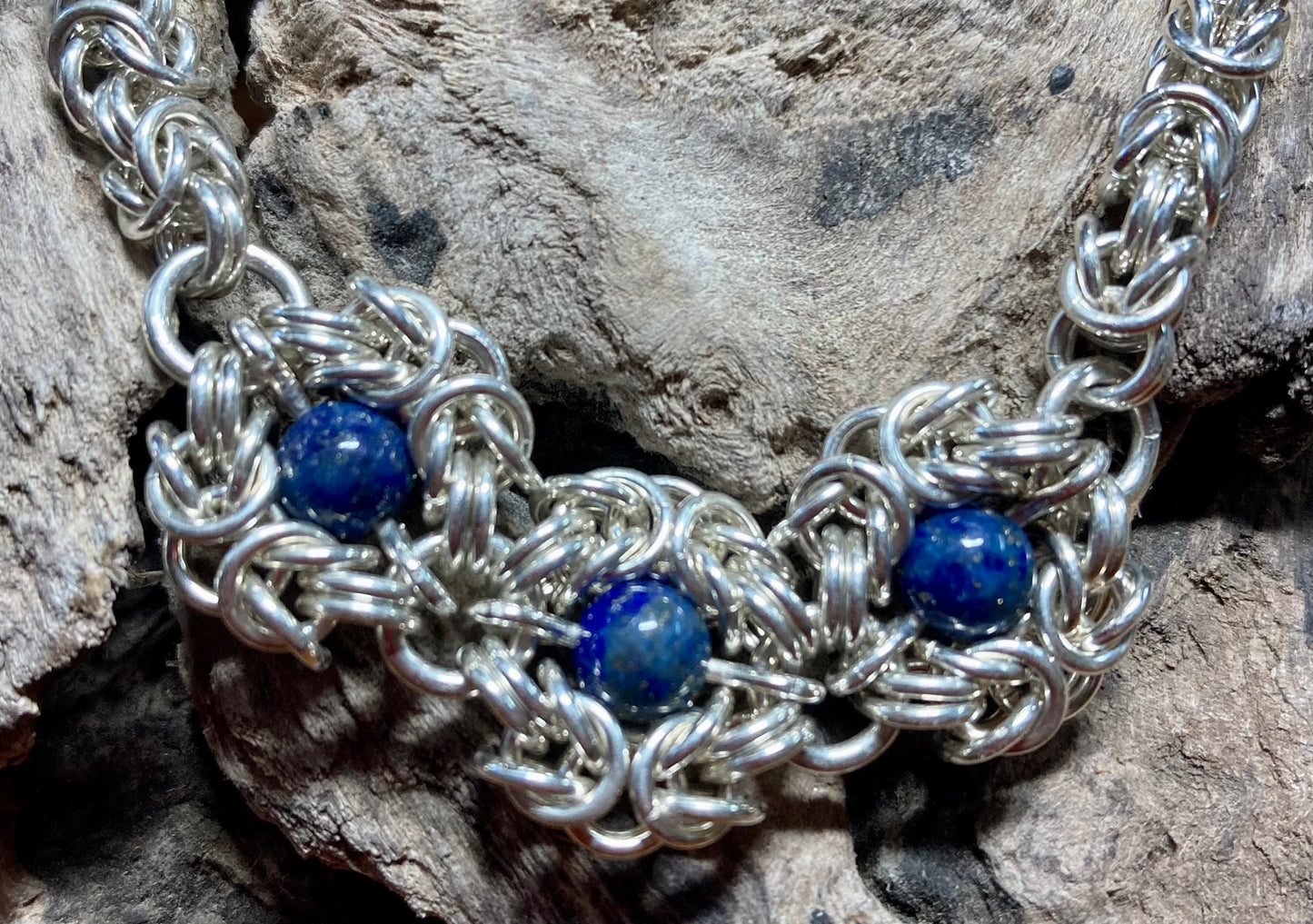 Sterling Silver and Lapis Lazuli Necklace 18.5 Inches